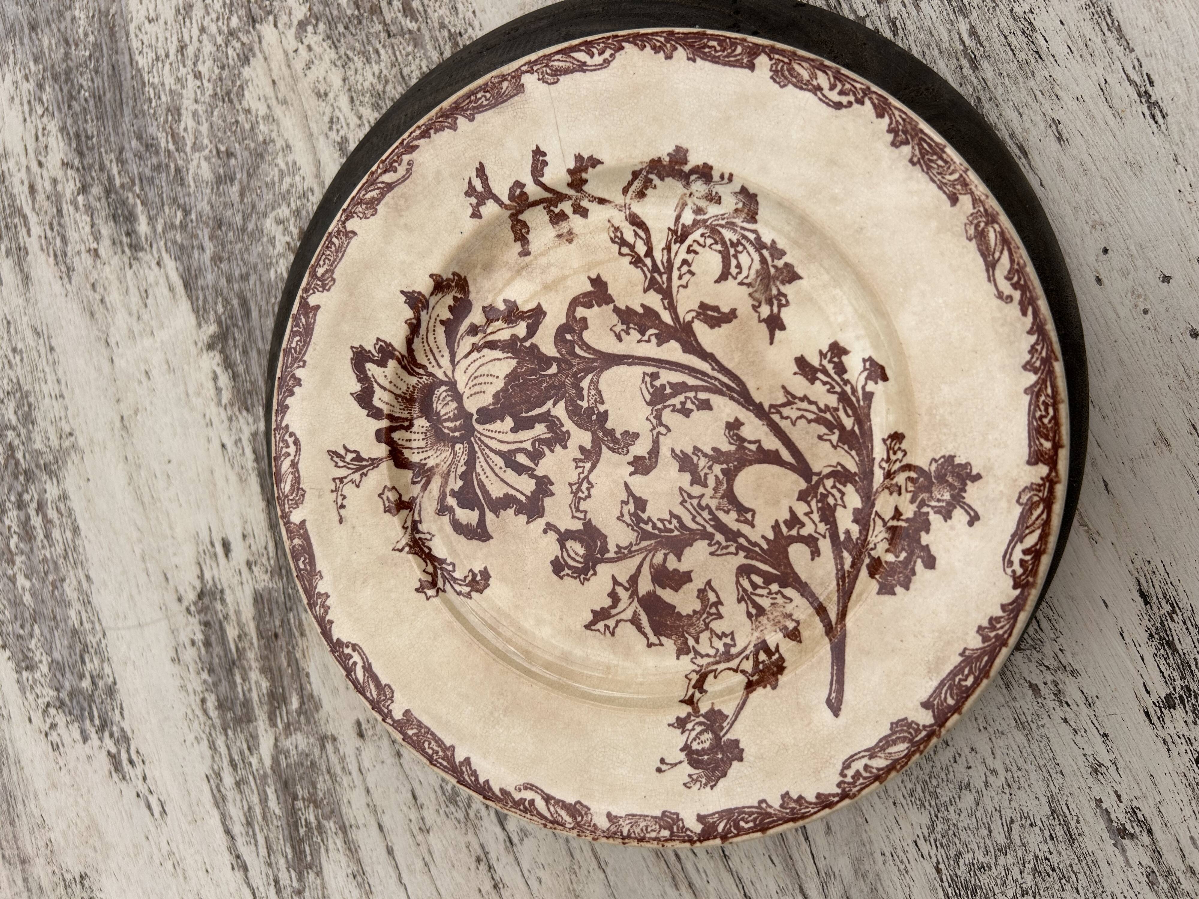 Antique French Terre de Fer Floral Compotier – c.1890–1910