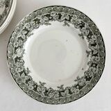 6 mismatched ironstone flat plates Murier Violetta