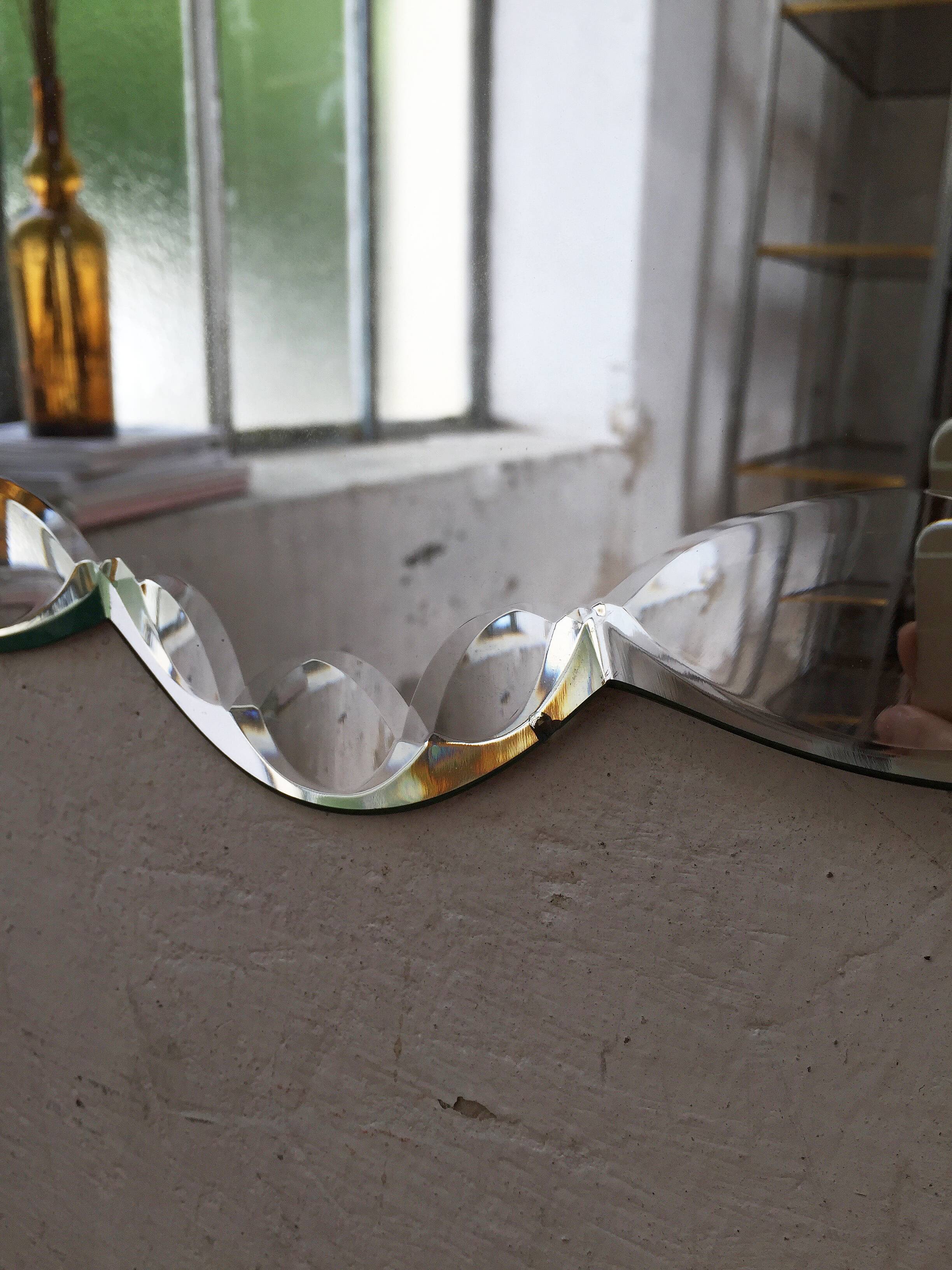 Beveled mirror 50s flowery 82 x 56 cm
