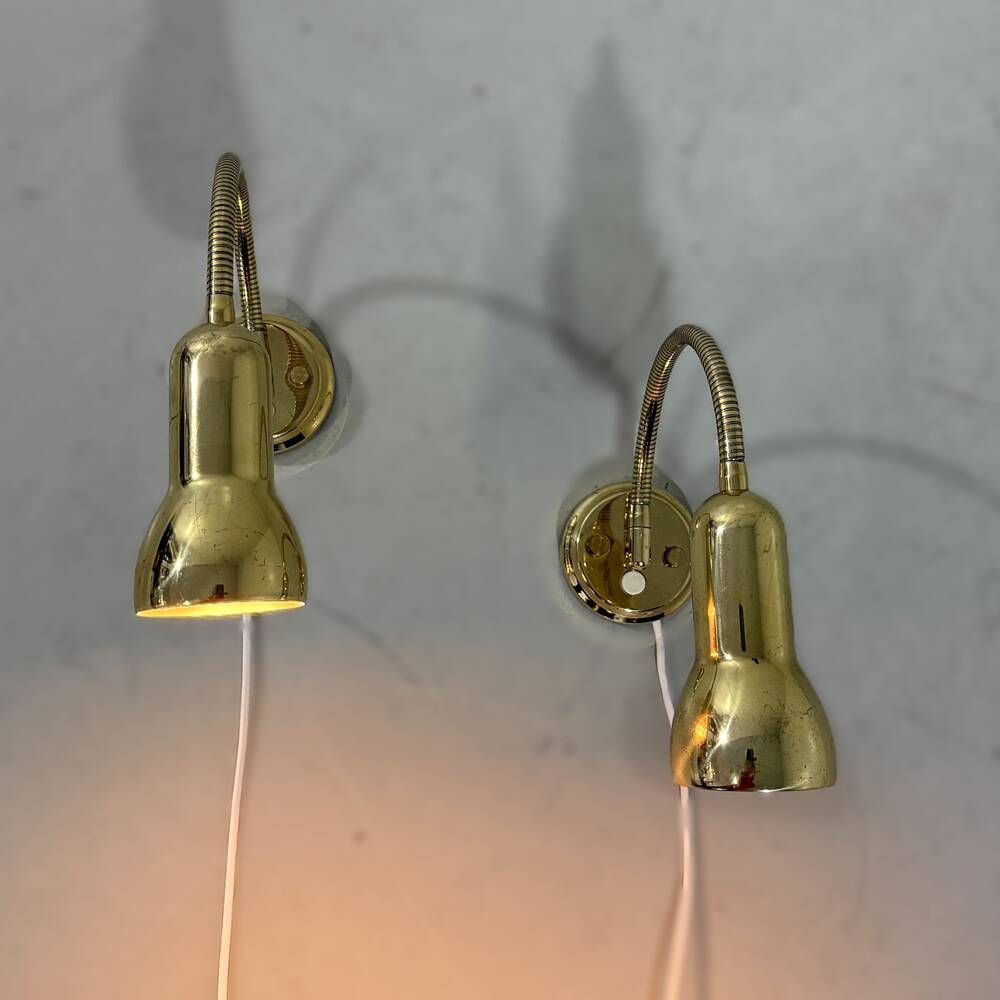 Brass flexible wall lamps, set of 2, 1960’s