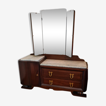 Triptych dressing table marble top with mirrors