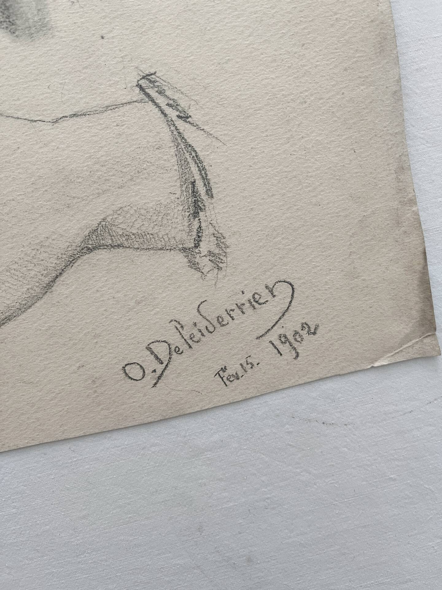 Dessin académique ancien, étude de mains Deleiderrier 1902