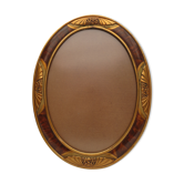 Cadre art nouveau ovale  en bois, décor flamé et  or