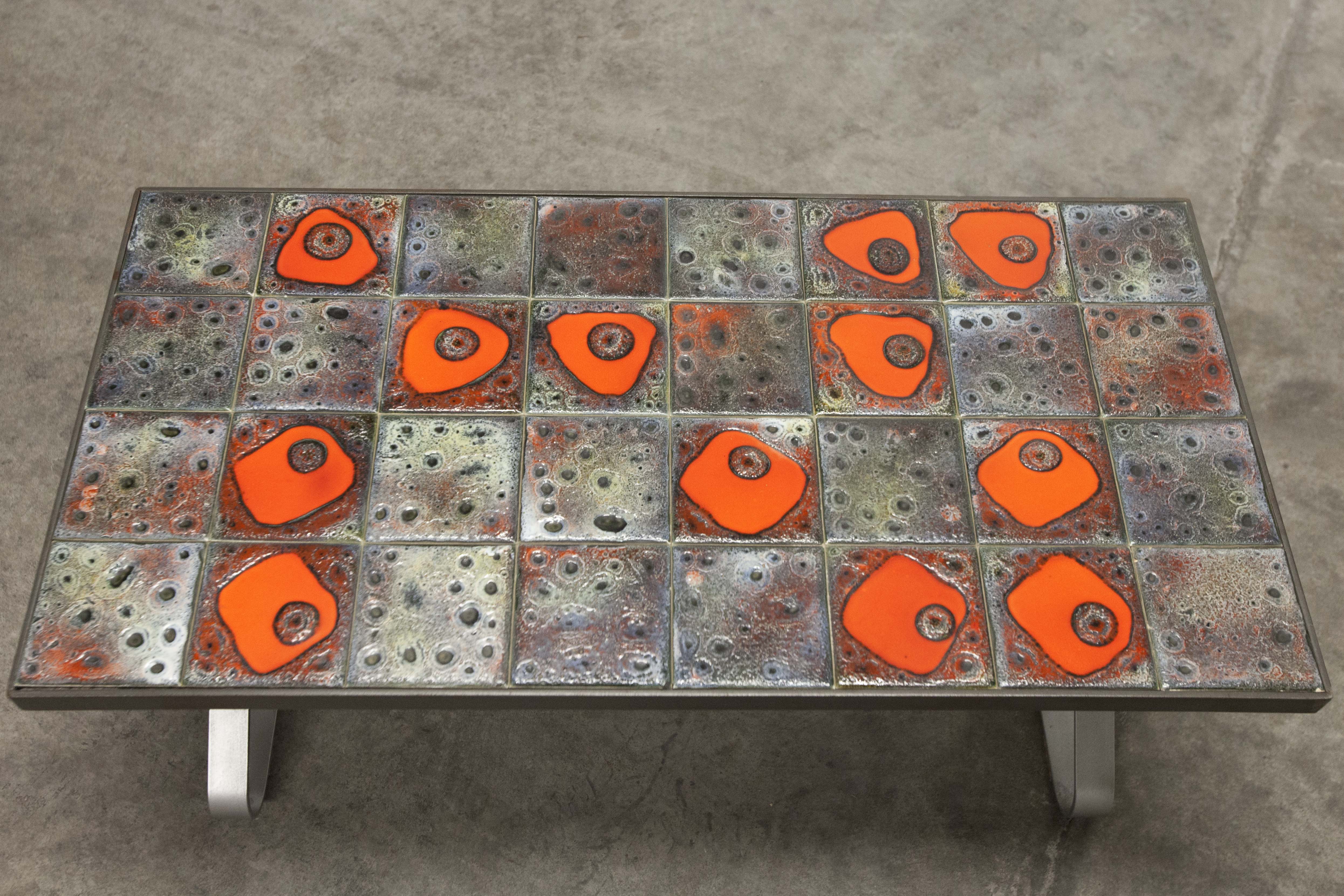 Seventies iron and ceramic coffee table