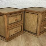 Pair of bedside rattan 1970s