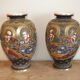 Pair of old Japan Satsuma vases, signed and enamelled