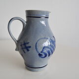 Vintage earthenware Jug with Blue Salt Glaze/Marzi & Remi, 1960's.