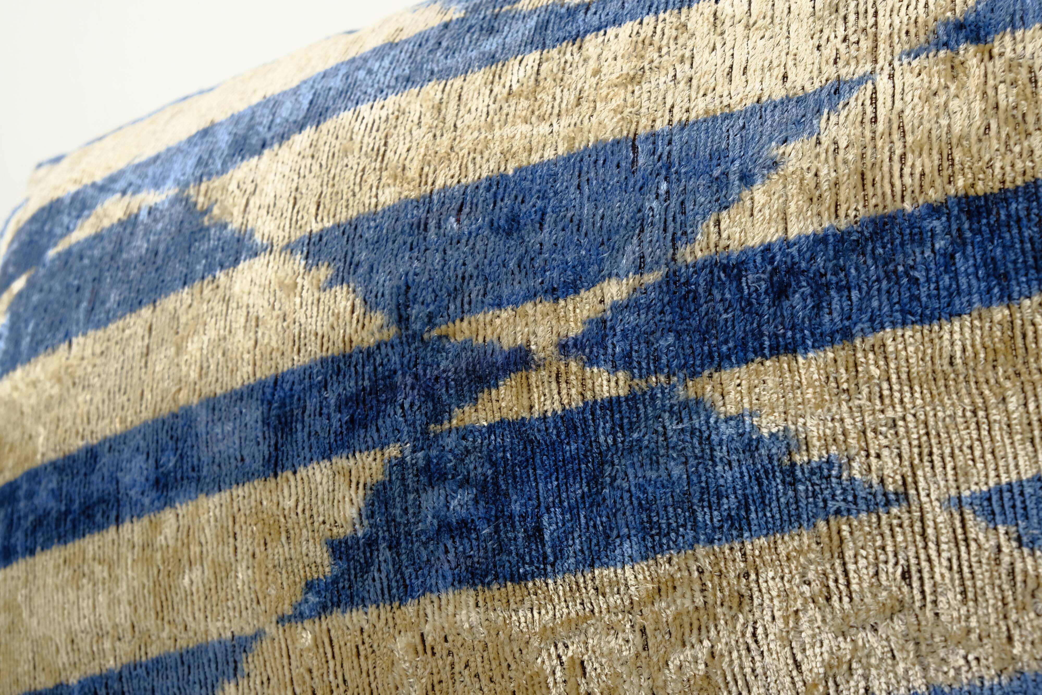 Pale blue uzbek ikat velvet pillowcases