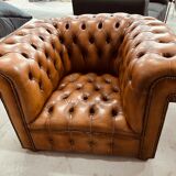 Chesterfield armchair in leather one place xl