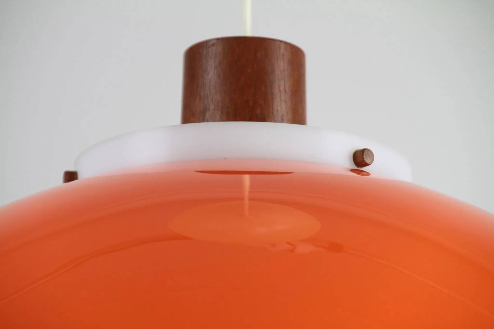 Pendant Lamp – Plastic and Teak, Model 549 – Uno & Östen Kristiansson for Luxus Vittsjö, Sweden, 1960s
