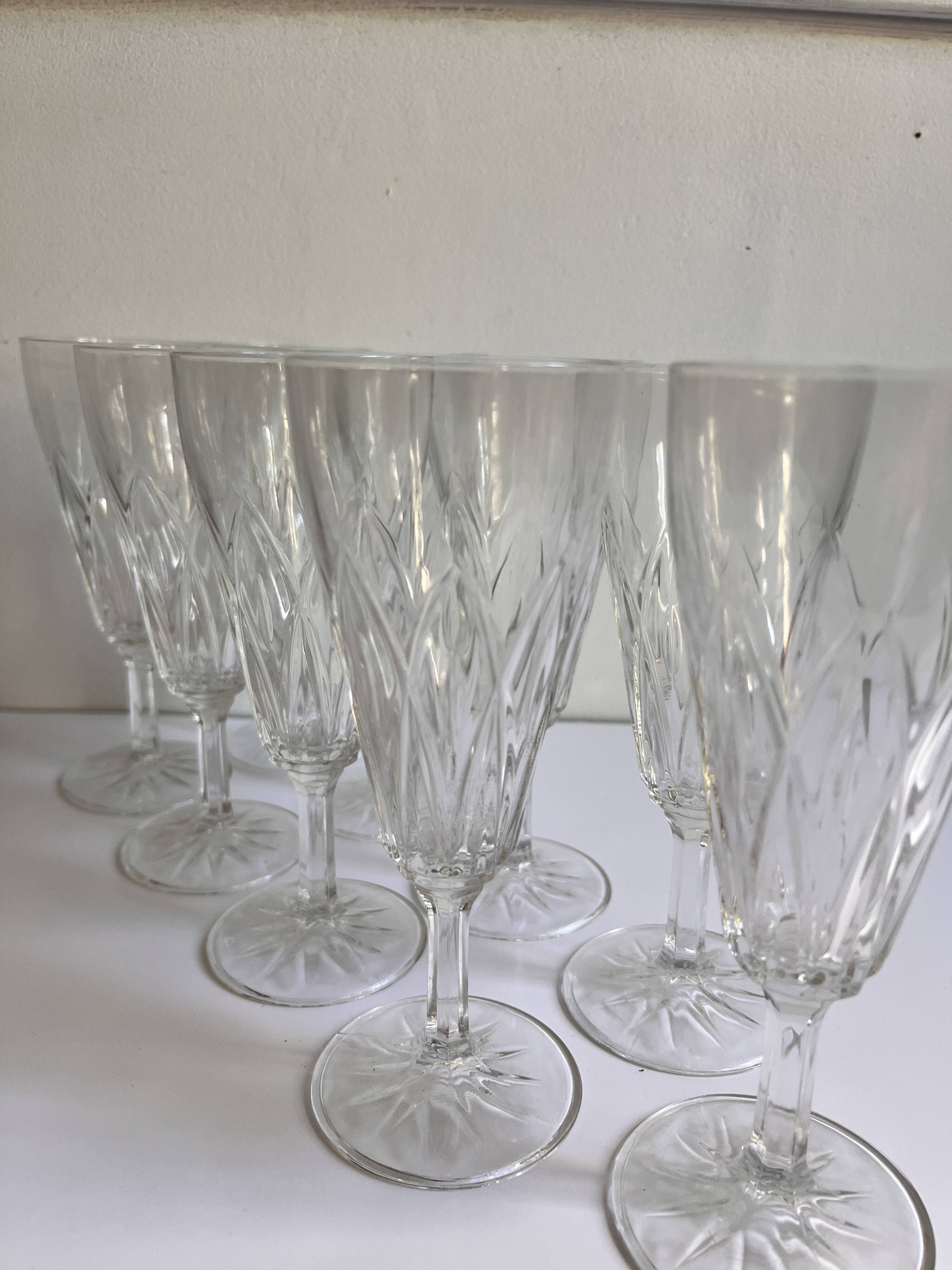 Champagne flutes, cut glass