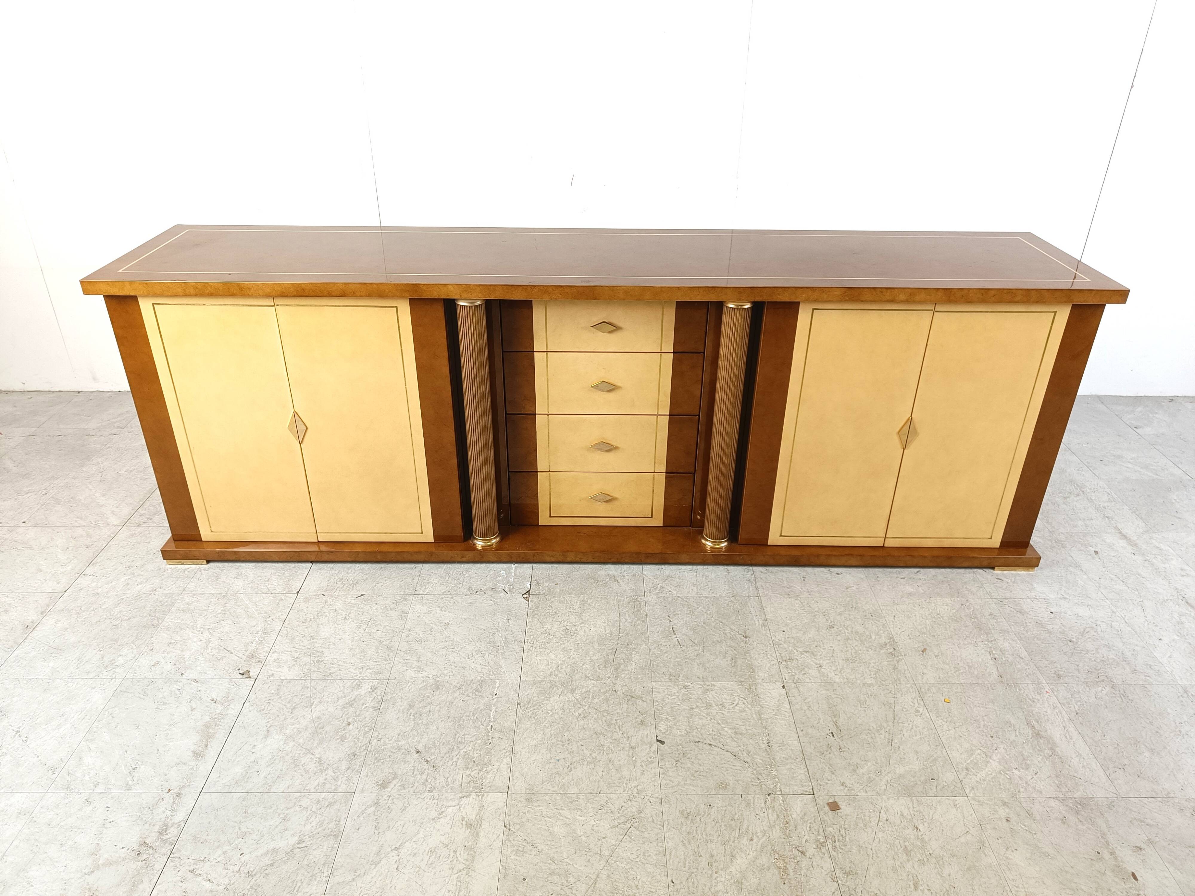 Vintage lacquered goatskin credenza, 1970s