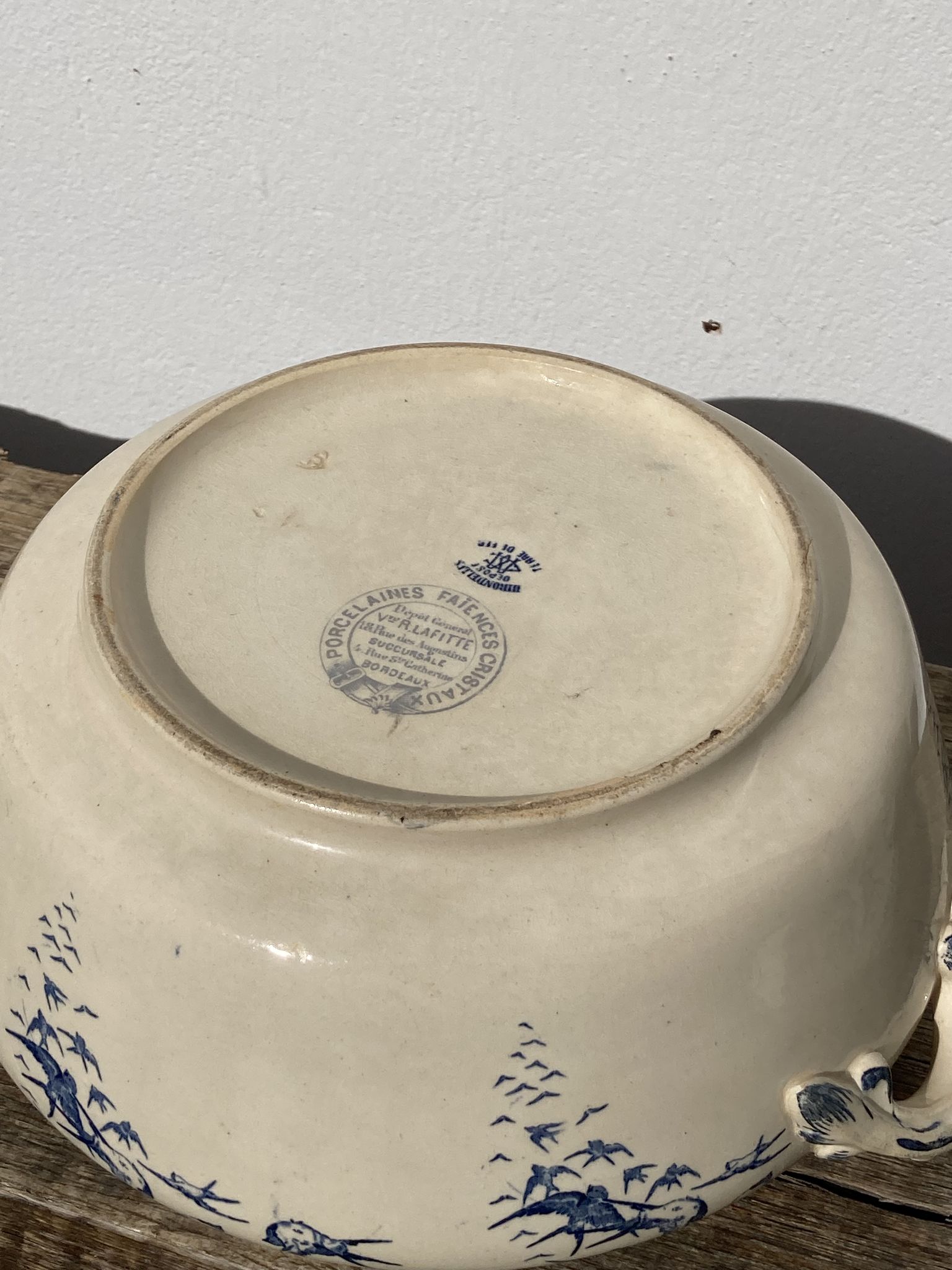 Iron earth tureen, Hirondelle model from the Lafitte factory in Bordeaux - old earthenware