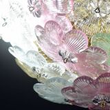 Charming Murano Barovier & Toso flowers flush light fixture, ceiling, 1960s