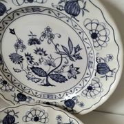 Trio of Castellania plates in Italian earthenware, vintage blue decoration