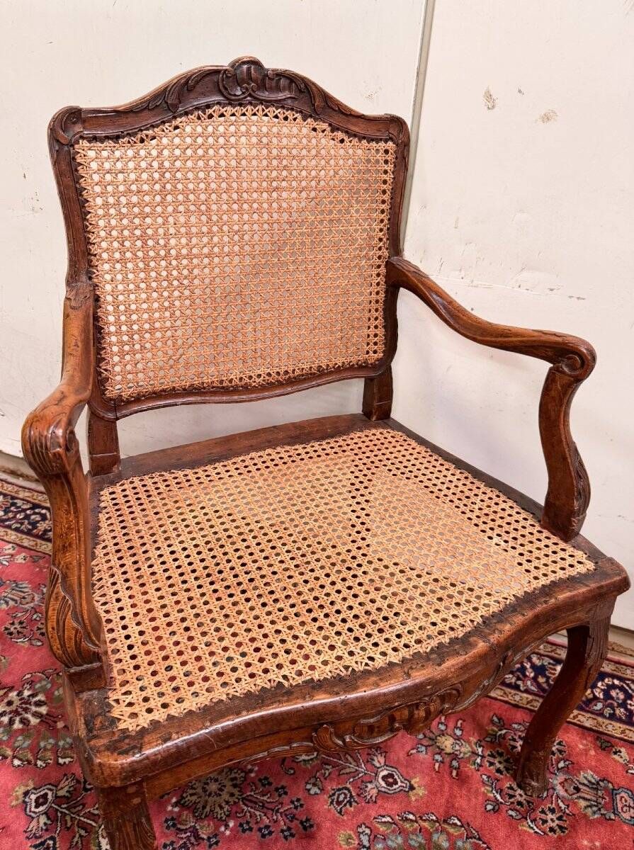 Louis XV style office chair in carved walnut