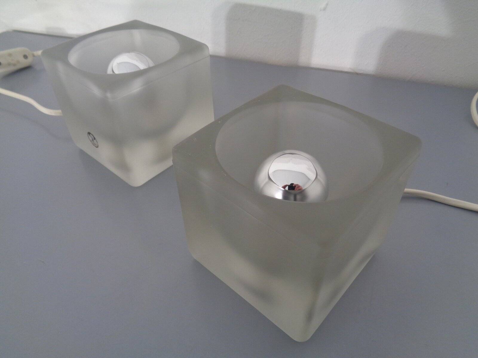 Glass Cube Lamps from Peill & Putzler, 1970s, Set of 2