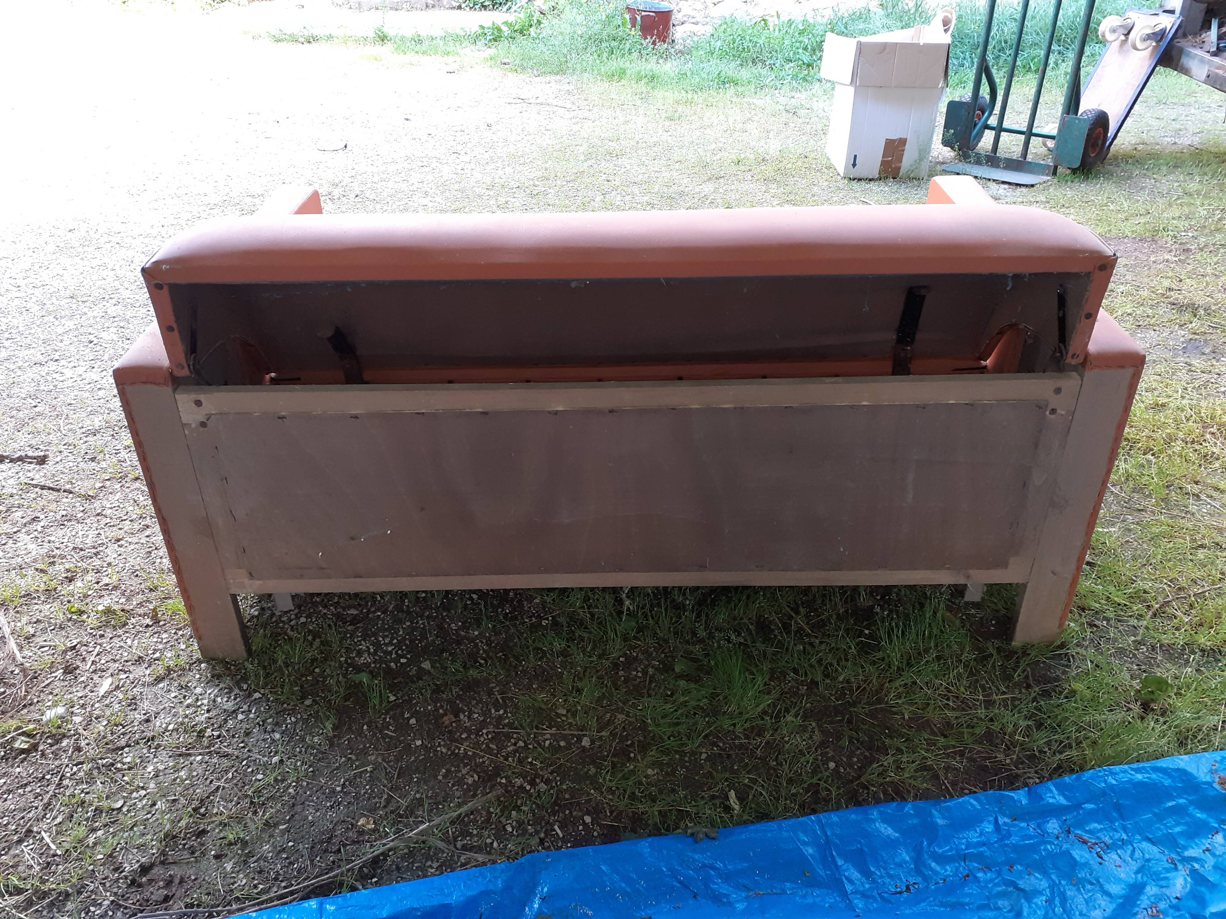 Skai orange convertible sofa 1950s