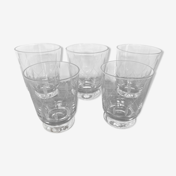 Set of 5 glasses engraved glass cup