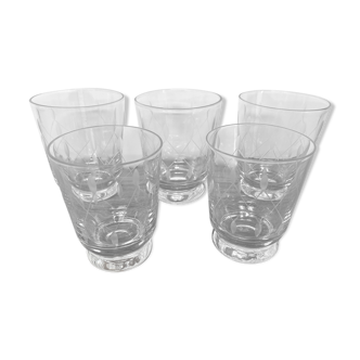 Set of 5 glasses engraved glass cup