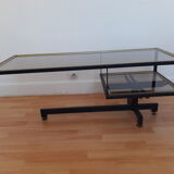 Vintage industrial coffee table metal and glass