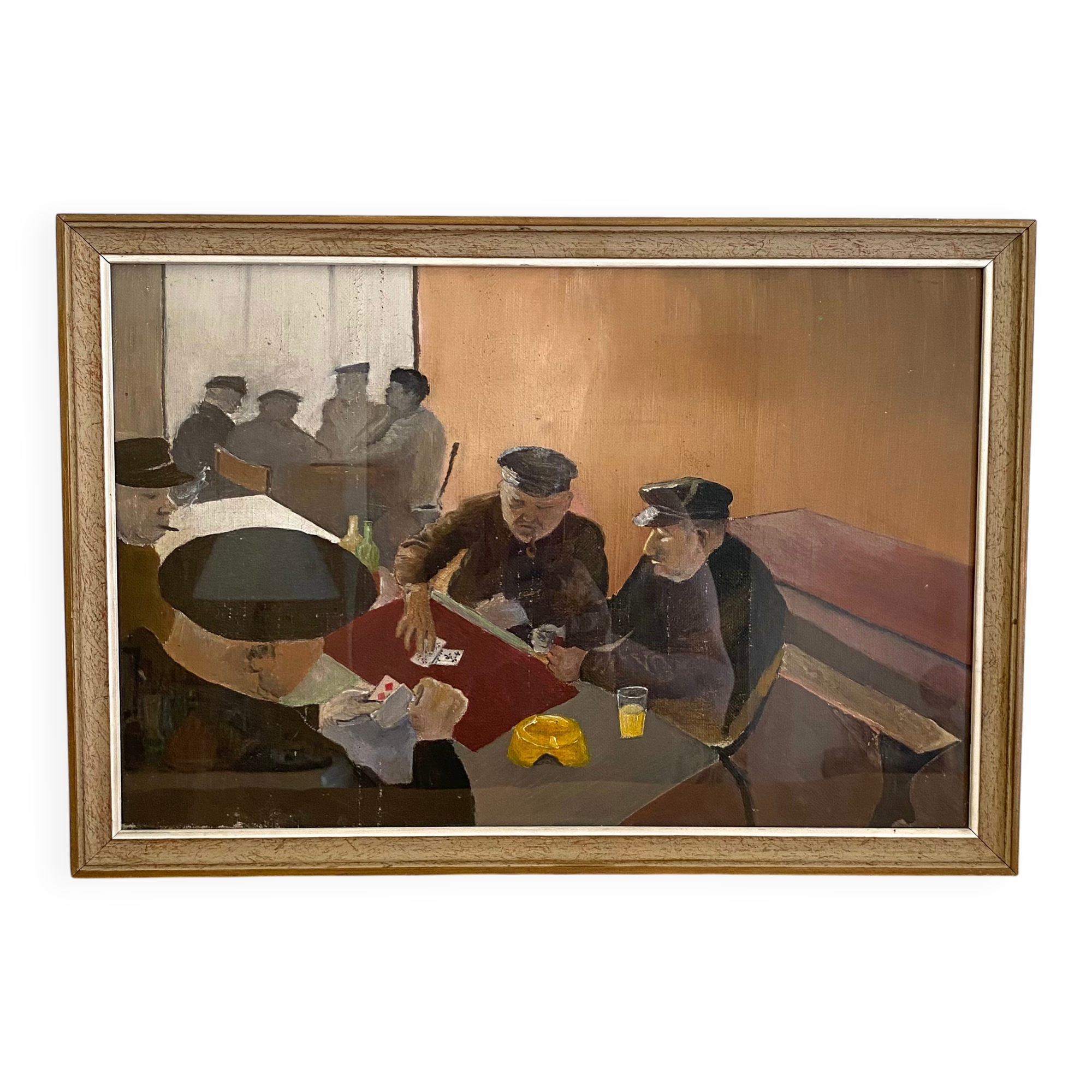 Oil on canvas under glass, "The Players" 1950