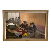 Oil on canvas under glass, "The Players" 1950