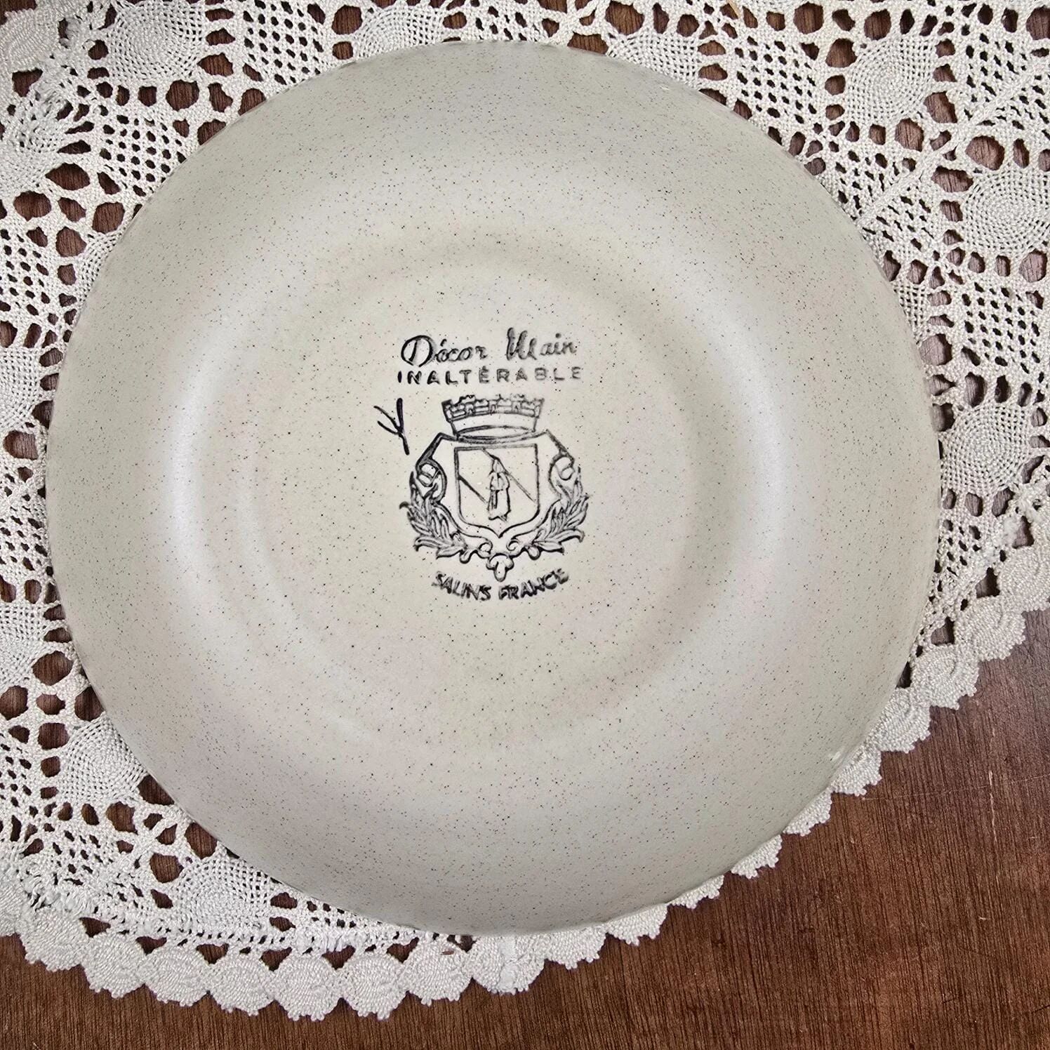 Vintage Salins Rhône service 15 pieces – Large hand-painted flowers