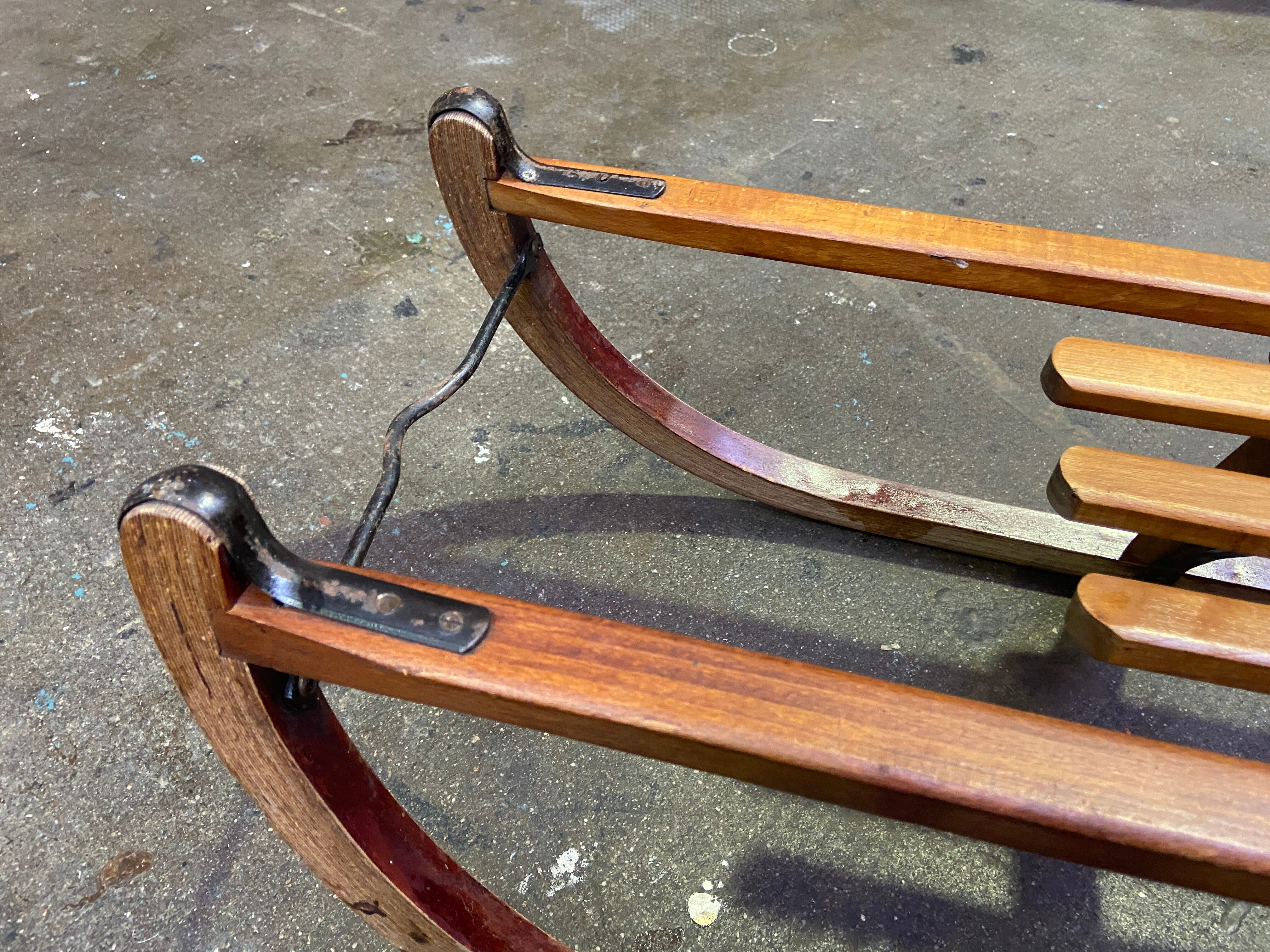 Large old sleigh sledge alsace decoration noel davos 1950