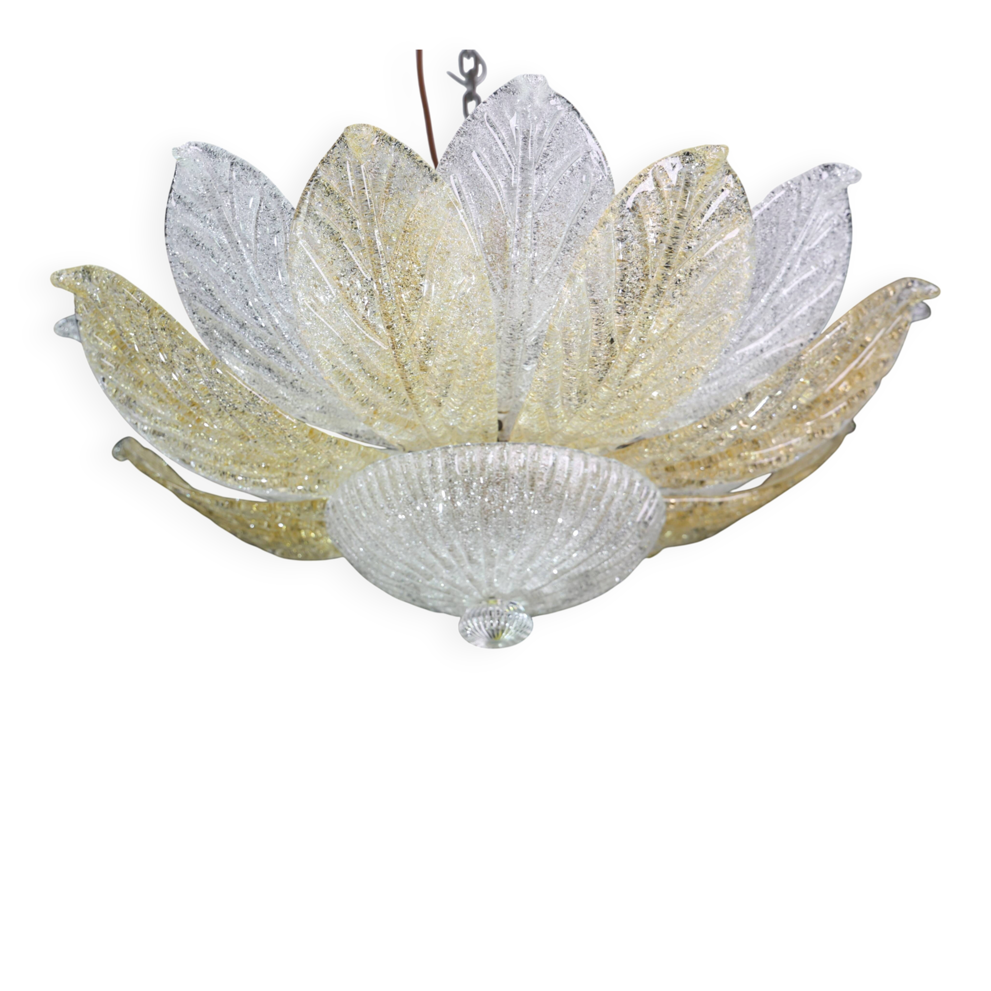 Charming Vintage Italian Murano Glass Amber and trasparent Ceiling Light