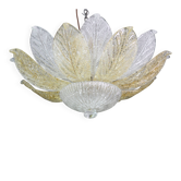 Éclairage de plafond en verre de Murano vintage italien charmant en ambre et transparent.