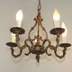 Elegant French Antique Bronze 5 Light 3 Sided Cage Style Chandelier
