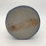 Vintage basket in traditional Alsace stoneware, cobalt blue flower patterns - 1970s.