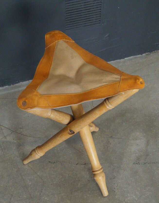 1950 leather folding stool