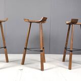 Mid century brutalist bar stools - set of 3, 1960s