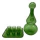 Service à liqueur Biot verre soufflé vert bullé carafe 6 verres plateau