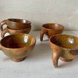 5 handcrafted stoneware coffee cups