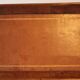 Pedestal table in wood and havana coloured leather tray