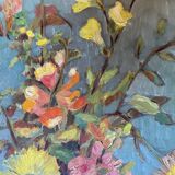 HSP painting "vase with bouquet of flowers" signed O. Olivier + frame