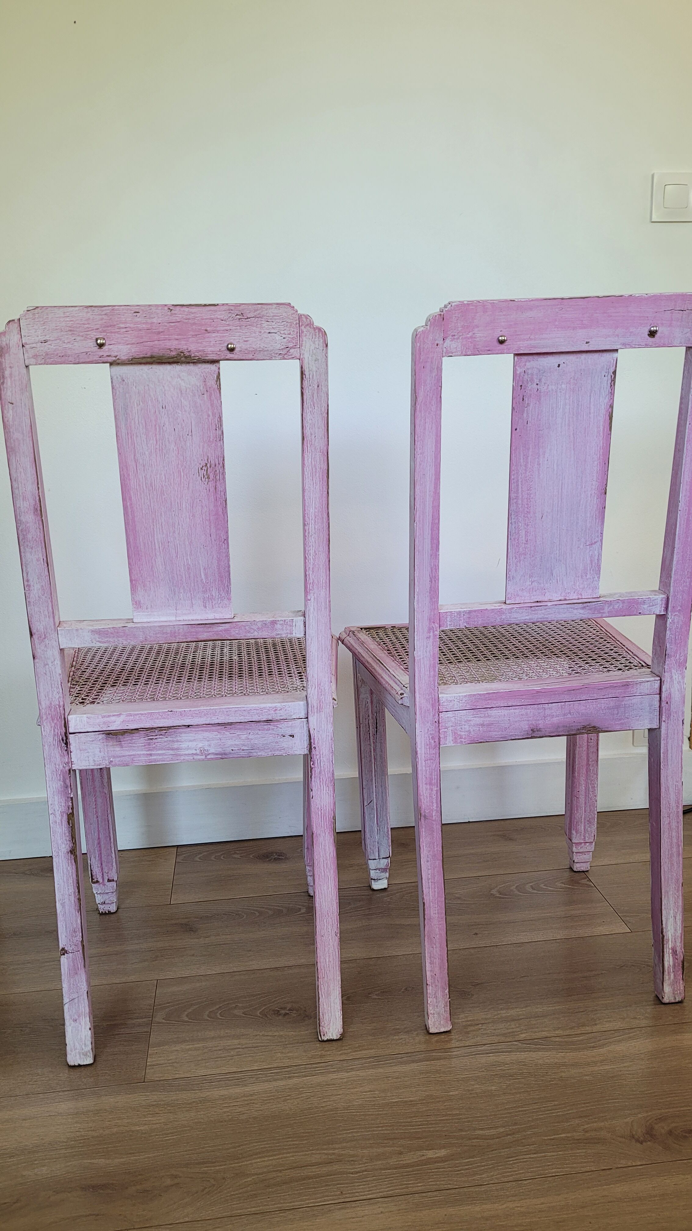 Lot de 2 chaises bois et cannage année 30