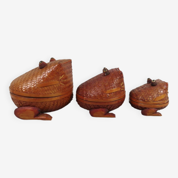 Set of 3 frog-shaped boxes