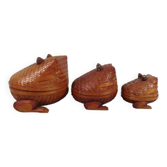 Set of 3 frog-shaped boxes