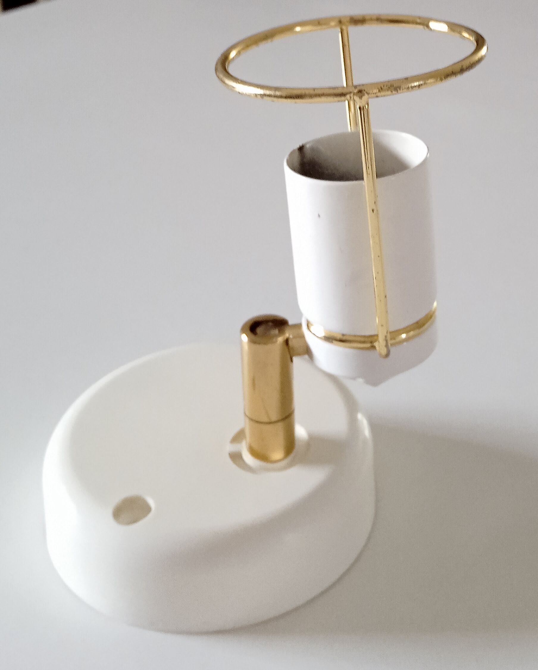 Wall lamp metal white and gold spot vintage