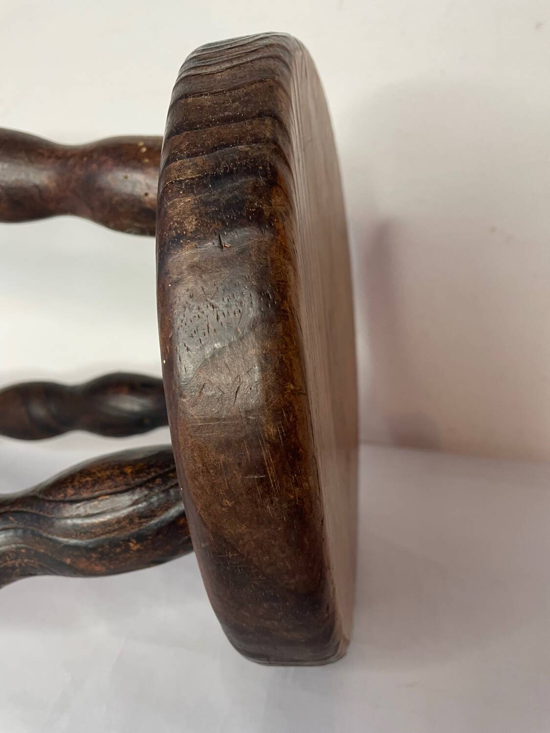 Brutalist wooden stool