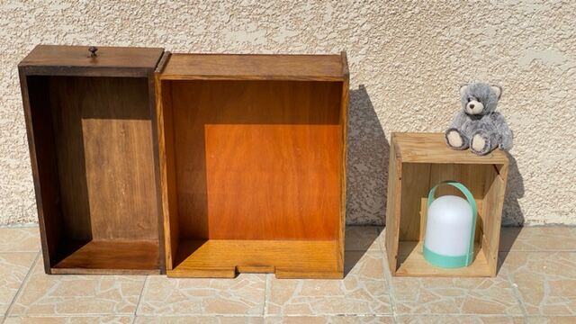 Vintage oak geometric drawer floor