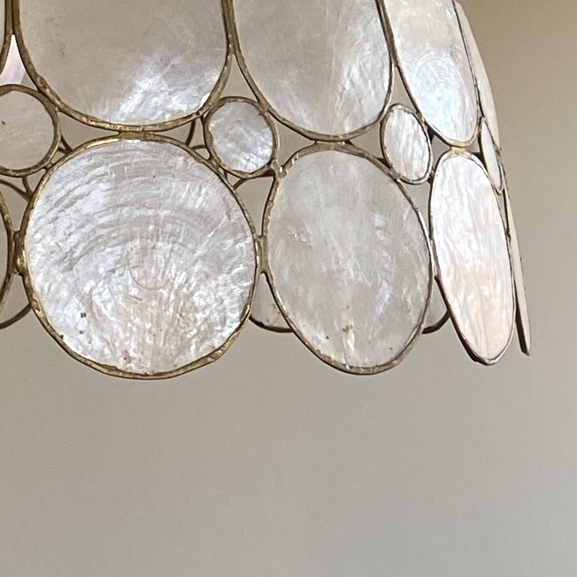 Suspension lampshade in mother-of-pearl 1950 vintage light fixture