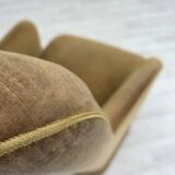 1970s, Danish highback back armchair, light green furniture velour.