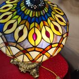 Lampe ancienne restaurer bronze massif 52x30 abat jour style tiffany