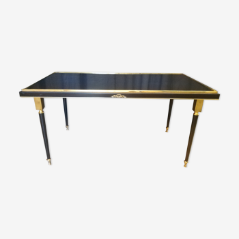 Coffee table in brass and black lacquered metal