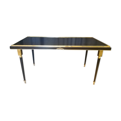 Table basse en laiton et métal laqué noir